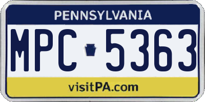 PA license plate MPC5363