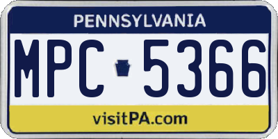 PA license plate MPC5366