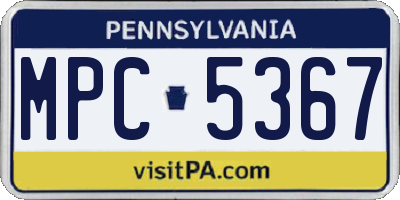 PA license plate MPC5367