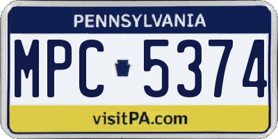 PA license plate MPC5374