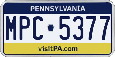 PA license plate MPC5377