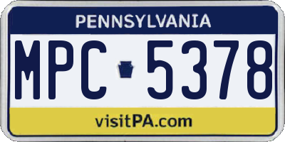 PA license plate MPC5378
