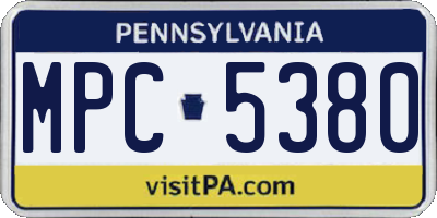 PA license plate MPC5380
