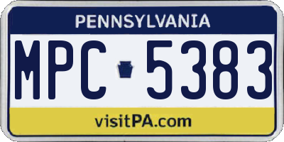 PA license plate MPC5383