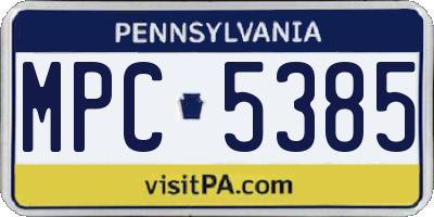PA license plate MPC5385