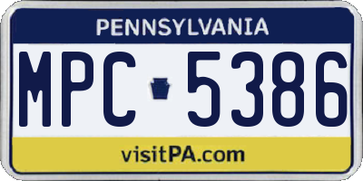 PA license plate MPC5386