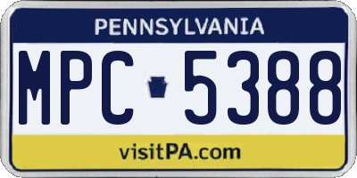 PA license plate MPC5388