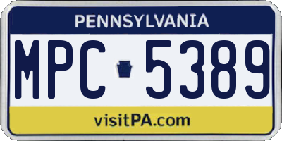 PA license plate MPC5389