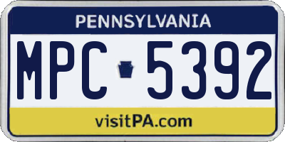 PA license plate MPC5392