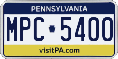 PA license plate MPC5400