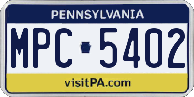PA license plate MPC5402