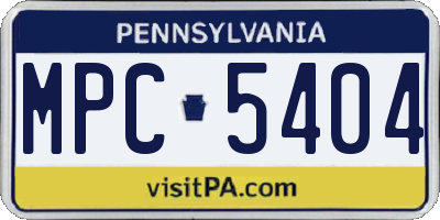 PA license plate MPC5404