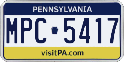 PA license plate MPC5417