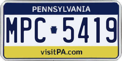 PA license plate MPC5419