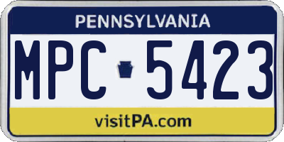 PA license plate MPC5423