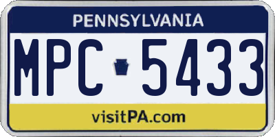 PA license plate MPC5433
