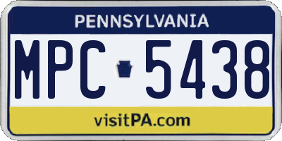 PA license plate MPC5438