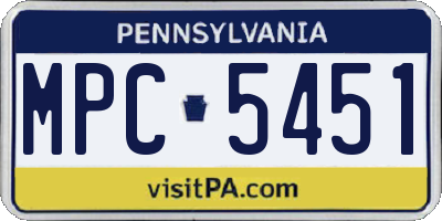 PA license plate MPC5451