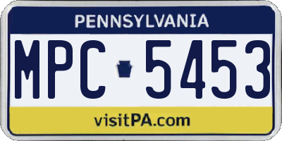 PA license plate MPC5453