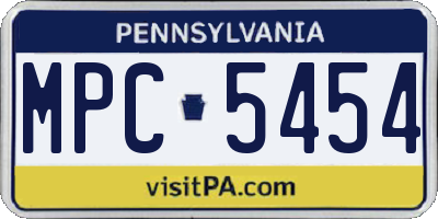 PA license plate MPC5454