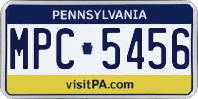 PA license plate MPC5456