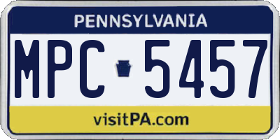 PA license plate MPC5457