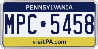 PA license plate MPC5458