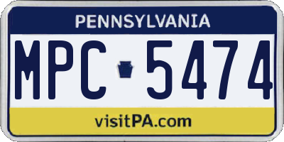 PA license plate MPC5474