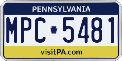 PA license plate MPC5481