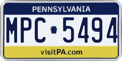 PA license plate MPC5494