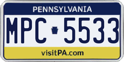 PA license plate MPC5533