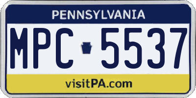 PA license plate MPC5537