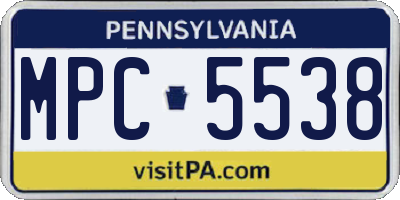 PA license plate MPC5538