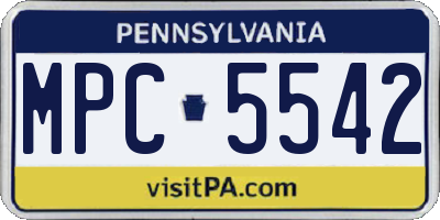 PA license plate MPC5542