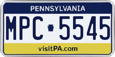 PA license plate MPC5545