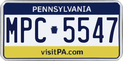 PA license plate MPC5547