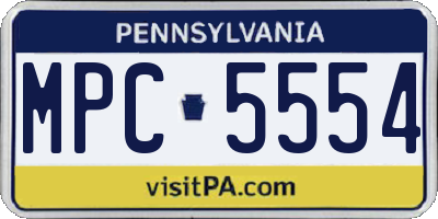 PA license plate MPC5554