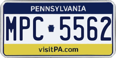 PA license plate MPC5562