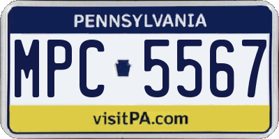 PA license plate MPC5567