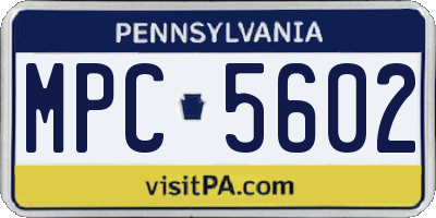 PA license plate MPC5602