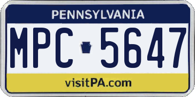 PA license plate MPC5647
