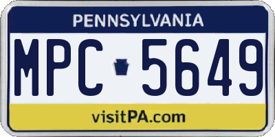 PA license plate MPC5649
