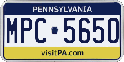 PA license plate MPC5650