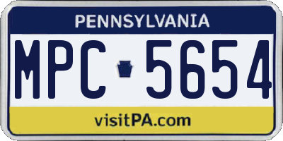 PA license plate MPC5654