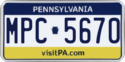 PA license plate MPC5670