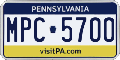PA license plate MPC5700