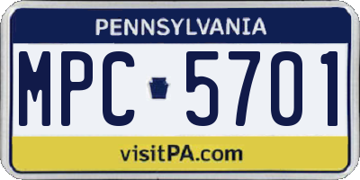 PA license plate MPC5701