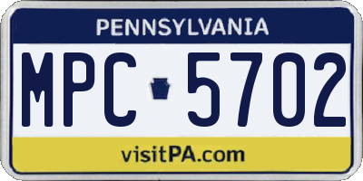 PA license plate MPC5702