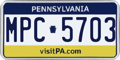 PA license plate MPC5703