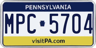 PA license plate MPC5704